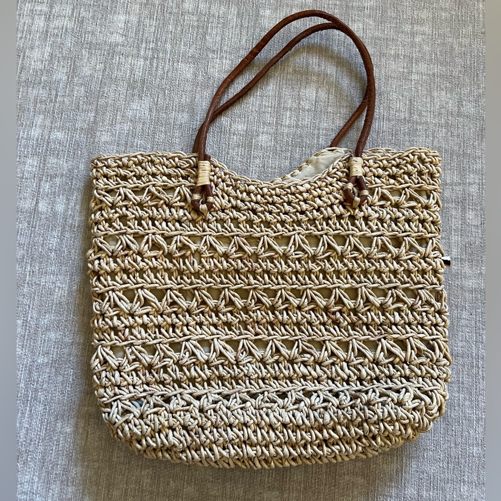 Seashell Straw & Leather Basket Bag - Picture 3 of 7
